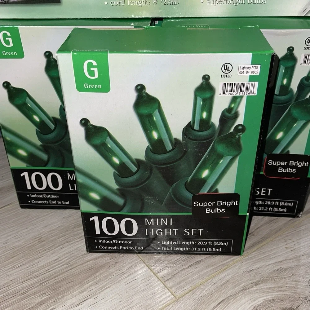 NIB 5 Christmas Holiday String Lights Mini Indoor Outdoor GREEN 1 Bx Icicle VTG